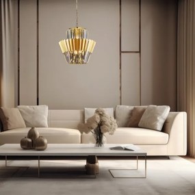 Luster na reťazi DONNA 9xE14/40W/230V pr. 45 cm zlatá