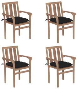 Stohovateľné záhradné stoličky s podložkami 4 ks tíkový masív 3073401