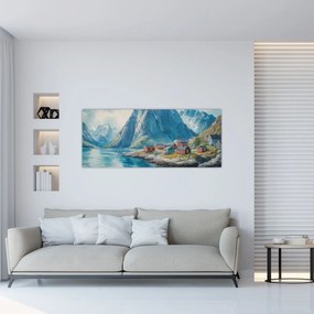 Obraz - Nórska dedinka (120x50 cm)