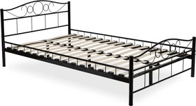 Vintino Kovová posteľ 140x200 PRISCILA– čierna so stelažom