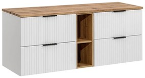 Závesná skrinka pod umývadlo Casad s doskou 140 cm biela/dub wotan