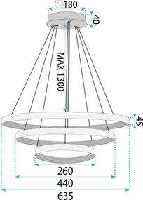 Toolight Toolight, LED stropné osvetlenie, 45W, 3000K, LHJ042-CP3, zlatá, OSW-60025