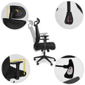 ModernHome Otočná kancelárska stolička s nastaviteľným operadlom a výškou - čierna ModernHome