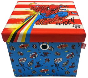 Taburet s úložným priestorom Spiderman - modrý