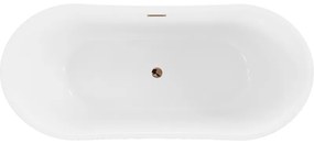 Mexen Montana, voľne stojaca vaňa 150 x 75 cm, biela, ružové zlato prepad, 52011507500-60