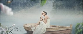 Obraz - Žena na loďke (120x50 cm)