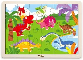Viga drevené puzzle 16 dielikov Dinosaury