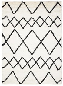 Kusový koberec shaggy Prata krémovo-čierny 60x100cm