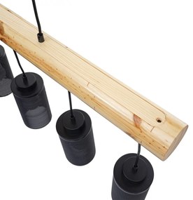 Závesné svietidlo H83 industrial, tube 5 74215 - kov / drevo - Čierna