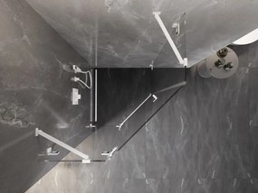 Mexen Lunar, Päťuholníkový sprchový kút Mexen Lunar naklápací doľava 100 x 100 cm, 8mm číre sklo, biely profil, 831-100L-100P-20-00-L