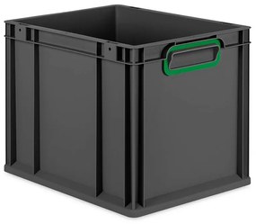 Sada 4 kusov - Eurobox Next Gen 2.0 Cycle - Stohovateľný kontajner s uzavretými rukoväťami - Zelený - 400 x 300 x 320 mm - Antracit