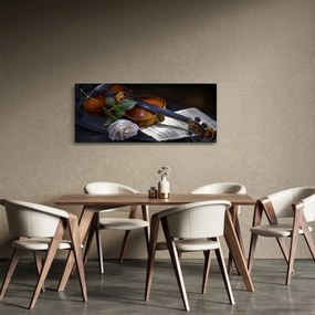 Obraz - Ruže a husle (120x50 cm)