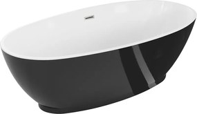 Mexen Bilbao, voľne stojaca vaňa 180 x 90 cm, biela-čierna, brúsená oceľ prepad, 51311809075-97
