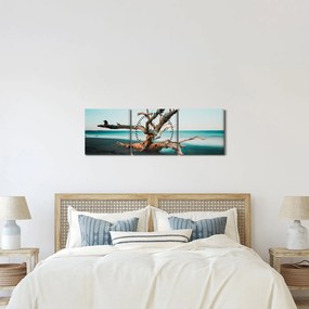 Obraz - Vyplavenie na pláži (s hodinami) (90x30 cm)