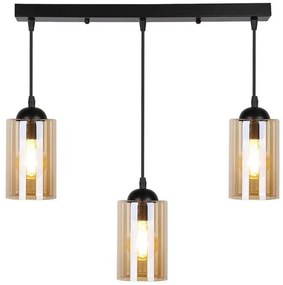 Candellux Čierno-hnedý závesný luster Bistro pre žiarovku 3x E27 33-00545
