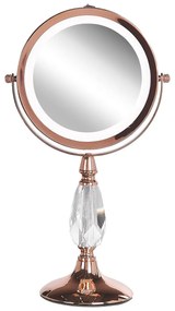 LED Makeup zrkadlo ø 18 cm ružovo zlaté MAURY Beliani