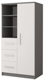 Šatníková skriňa Oleg II (biela + sivá). Akcia -20%. Vlastná spoľahlivá doprava až k Vám domov. 1071593