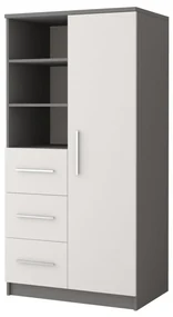 Šatníková skriňa Oleg II (biela + sivá). Akcia -20%. Vlastná spoľahlivá doprava až k Vám domov. 1071593