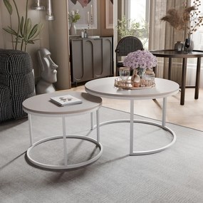 Okrúhly konferenčný stolík CIRA 2v1 kašmír + biely podstavec Rozmer stolíka: 80 cm / 60 cm