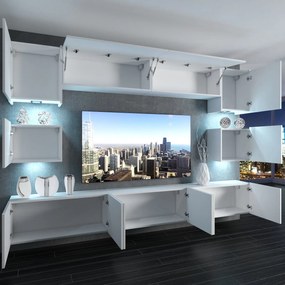 Obývacia stena Belini Premium Full Version  dub wotan / biely lesk + LED osvetlenie Nexum 44