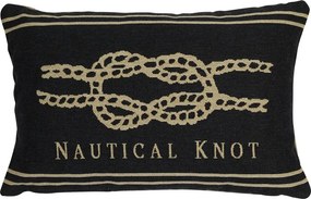 Béžovo-čierny gobelínový vankúš s uzlom Nautical knôt - 45*15*30cm