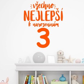 Veselá Stena Samolepka Všetko najlepšie Farba: oranžová, Veľkosť: 60 x 50 cm