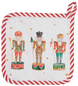 Bielo-červená detská chňapka so luskáčikmi Happy Little Christmas - 16*16 cm