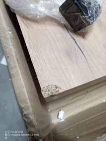 AKCIA Biely jedálenský stôl s doskou v dekore dub zlatý craft ADAM 100x60 II. akosť