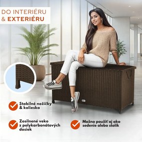 Polyratanový úložný box RICCO, 117 x 53 x 60cm, hnedá Casaria