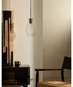 Čierne závesné svietidlo so skleneným tienidlom ø 17 cm Mao – Kave Home