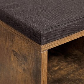 Lavica na topánky s 10 priehradkami, botník s poduškou, 104 x 30 x 48 cm, tmavohnedá farba