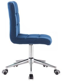 LuxuryForm DESIGN Stolička TOLEDO VELUR na striebornej podstave s kolieskami - modrá