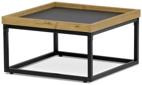 Autronic - Stůl konferenční, MDF deska šedá s dekorativní hranou divoký dub, černý kov. - CT-614 OAK VÝPRODEJ