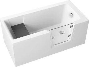 Vaňa s dvierkami Polimat AVO 140x70 s bielym čelným krycím panelom + vaňový sifón automat s prepadom VABPS-ZU 70
