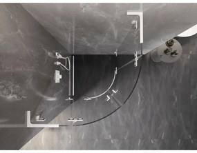 Mexen Lunar, L polkruhový výklopný sprchový kút 90 x 90 cm, 8mm číre sklo, biely profil, 833L-090L-090P-20-00