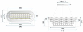 Toolight Toolight, Krištáľové závesné stropné svietidlo LED 102W + diaľkové ovládanie APP417-CP, chrómová, OSW-65015