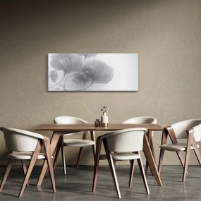 Obraz kvetov v šedých odtieňoch (120x50 cm)