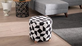 Atelier del Sofa Taburet Begon - Black, White, Čierna, Biela