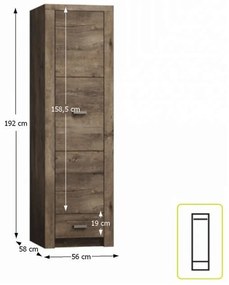 Šatníková skriňa Inneas 02 (jaseň tmavý). Vlastná spoľahlivá doprava až k Vám domov. 788407