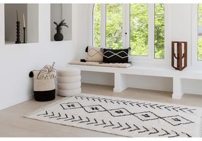 Krémový prateľný ručne tkaný bavlnený koberec 170x240 cm Bereber Rhombs – Lorena Canals