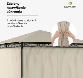 Blumfeldt Mondo, záhradný altánok, párty stan, 295 x 262 x 295, oceľ, polyester, béžový