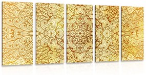 5-dielny obraz zlatá etnická Mandala - 100x50