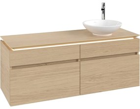 VILLEROY &amp; BOCH Legato závesná skrinka pod umývadlo na dosku (umývadlo vpravo), 4 zásuvky, s LED osvetlením, 1400 x 500 x 550 mm, Nordic Oak, B590L0VJ