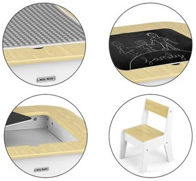 Detský stôl Olaf Blocks biely s dvoma stoličkami