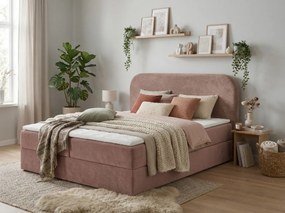 Čalúnená posteľ boxspring FORENA 140x200 cm staroružová Matrac: Bonell pružinová matrac