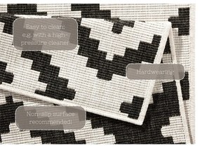 Čierno-krémový vonkajší koberec NORTHRUGS Malta, 80 x 345 cm