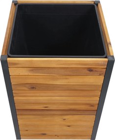 Kvetináč HWC-L23, 60x42x42cm, hliník, akáciové drevo - hnedá