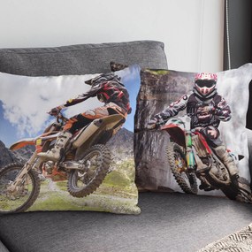 DETSKÁ OBLIEČKA NA VANKÚŠ MOTOCROSS 40X40 CM VZOROVANÁ