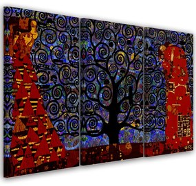 Obraz na plátně třídílný, Abstrakce modrého stromu života - 90x60 cm