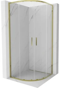 Mexen Exo, posuvný polkruhový sprchový kút 80 x 80 cm, číre sklo, zlatá, 8132-080-080-50-00